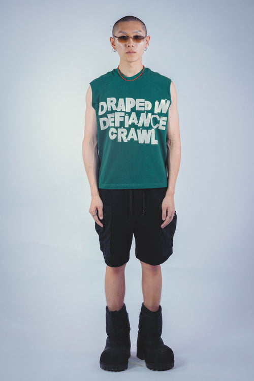 DRAPE SLEEVELESS TSHIRT GREEN UNISEX
