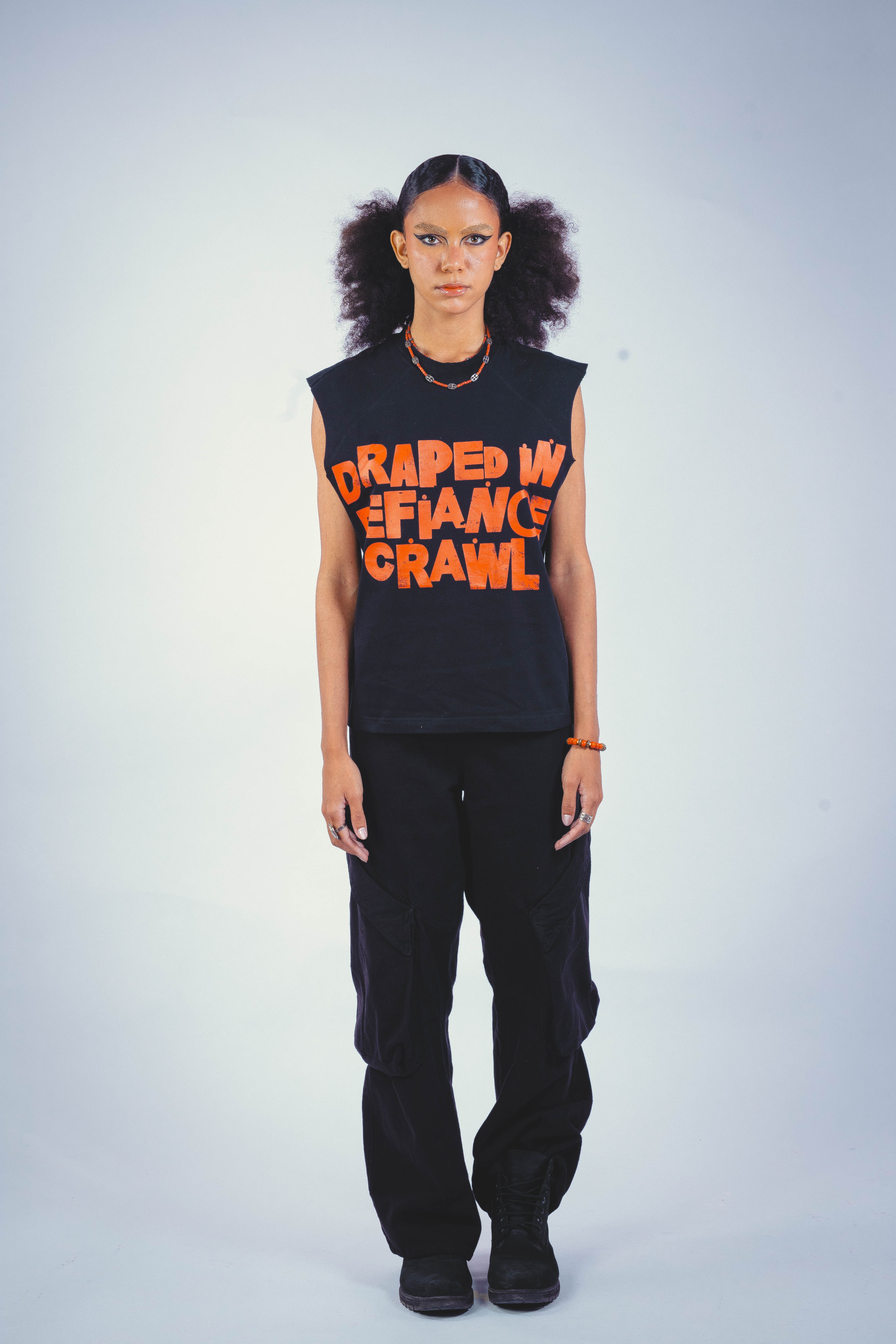DRAPE SLEEVELESS TSHIRT BLACK UNISEX