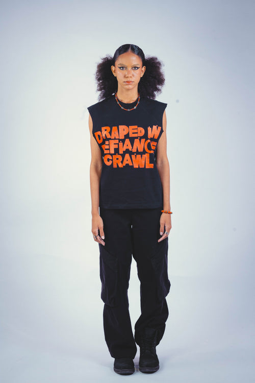 DRAPE SLEEVELESS TSHIRT BLACK UNISEX