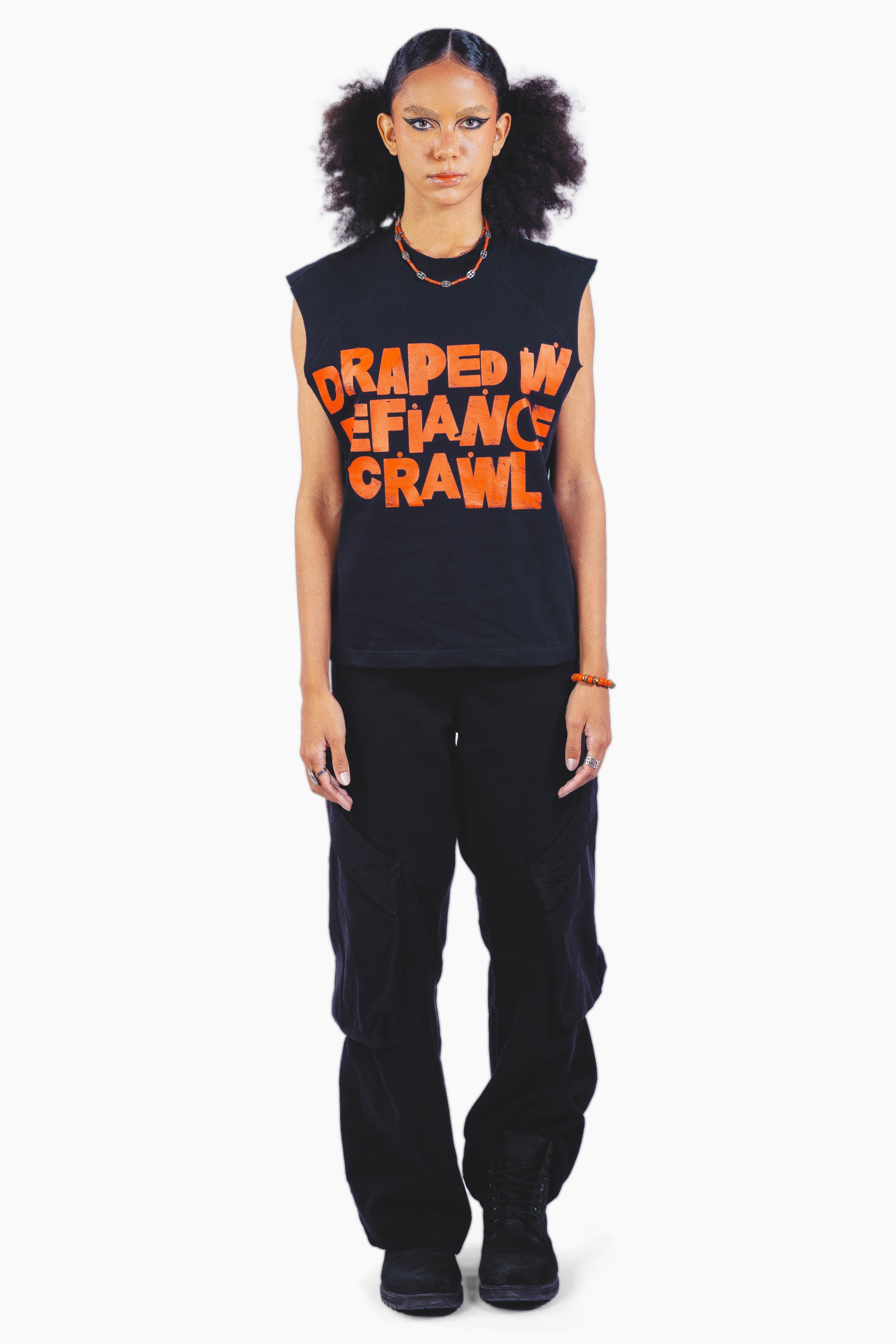 DRAPE SLEEVELESS TSHIRT BLACK UNISEX