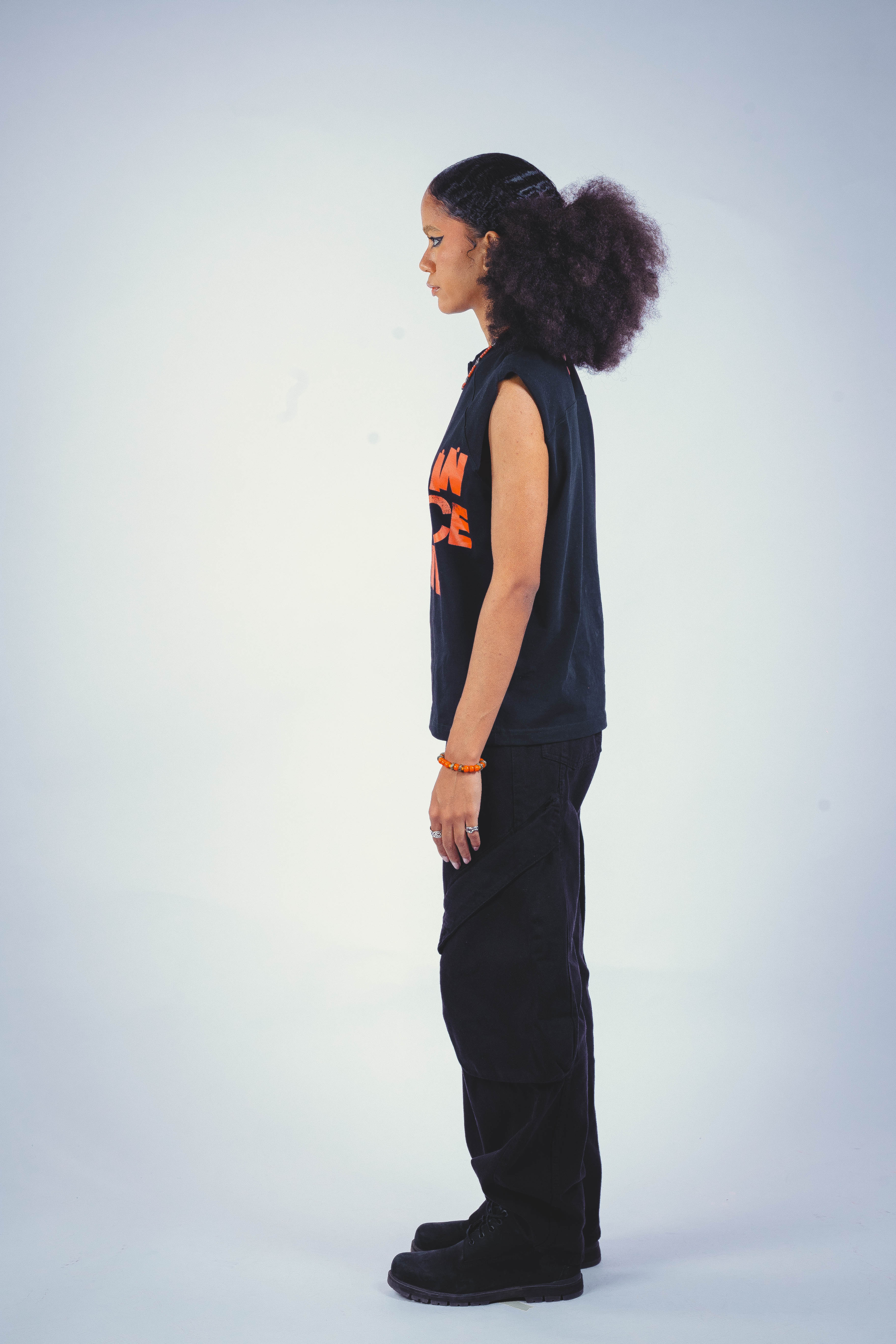 DRAPE SLEEVELESS TSHIRT BLACK UNISEX