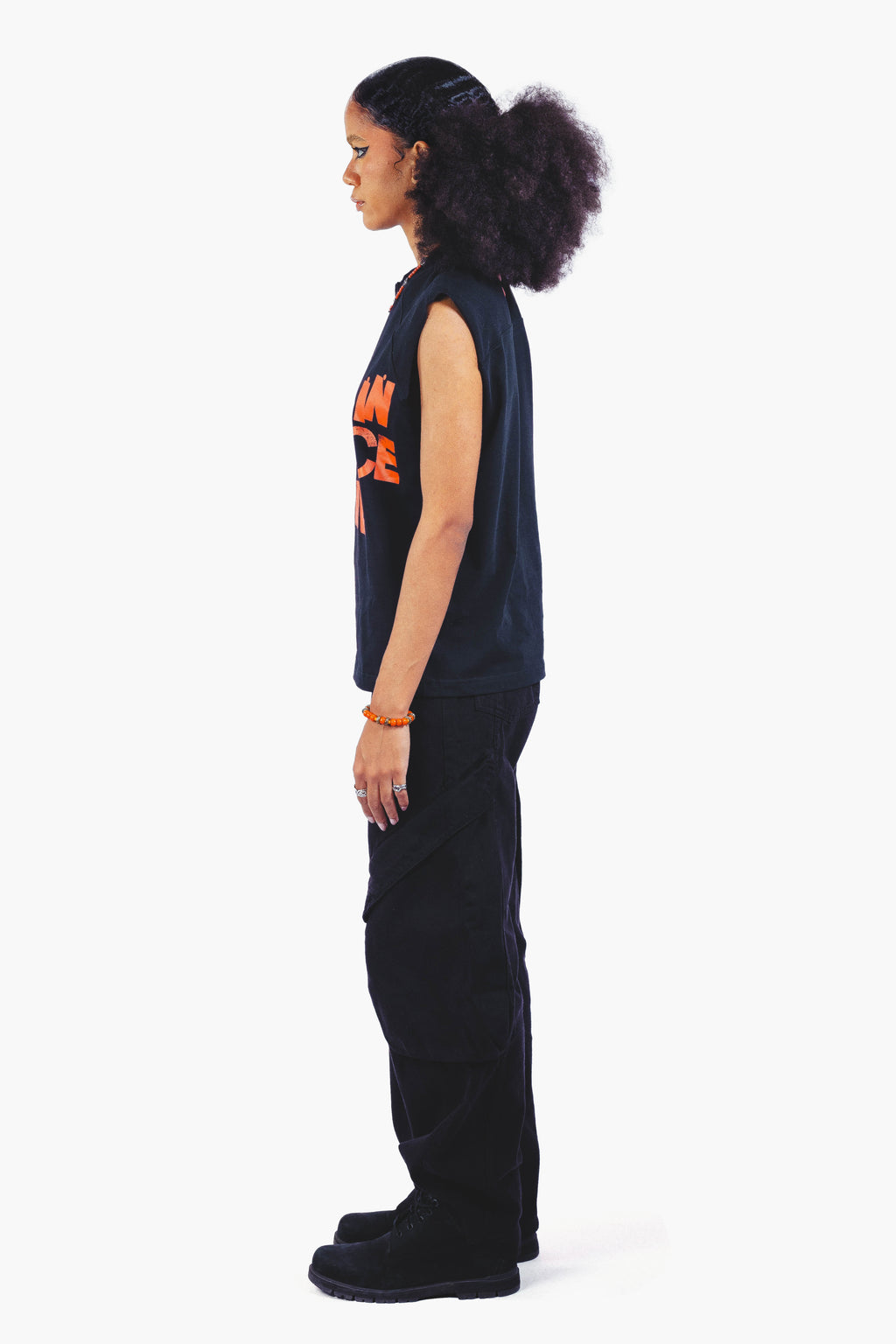 DRAPE SLEEVELESS TSHIRT BLACK UNISEX