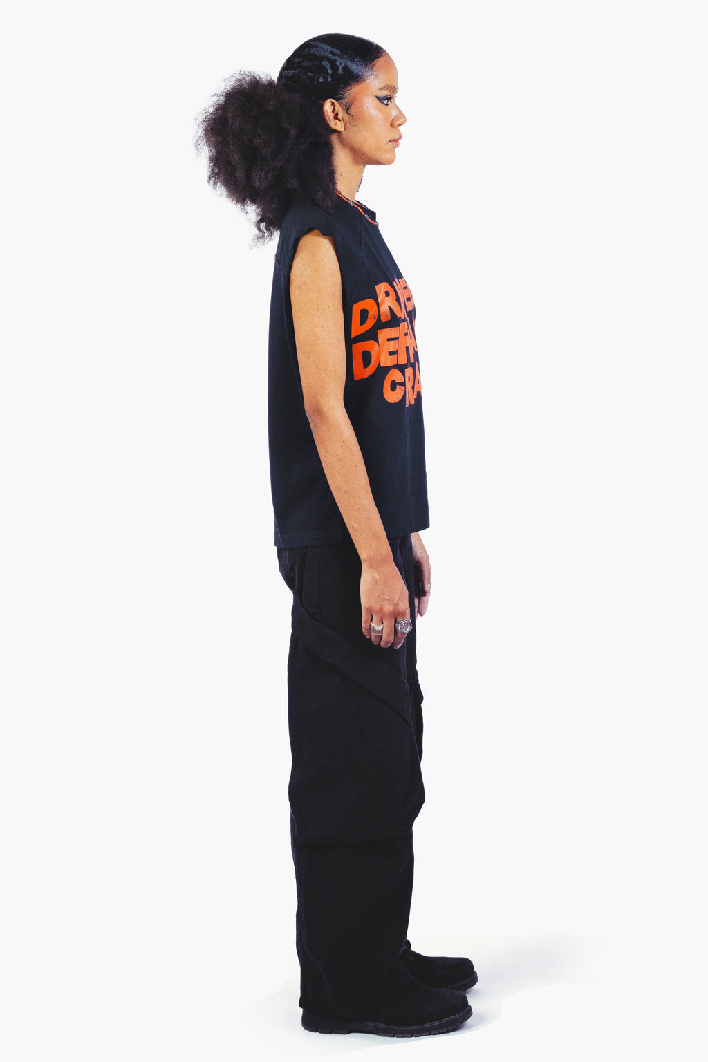 DRAPE SLEEVELESS TSHIRT BLACK UNISEX