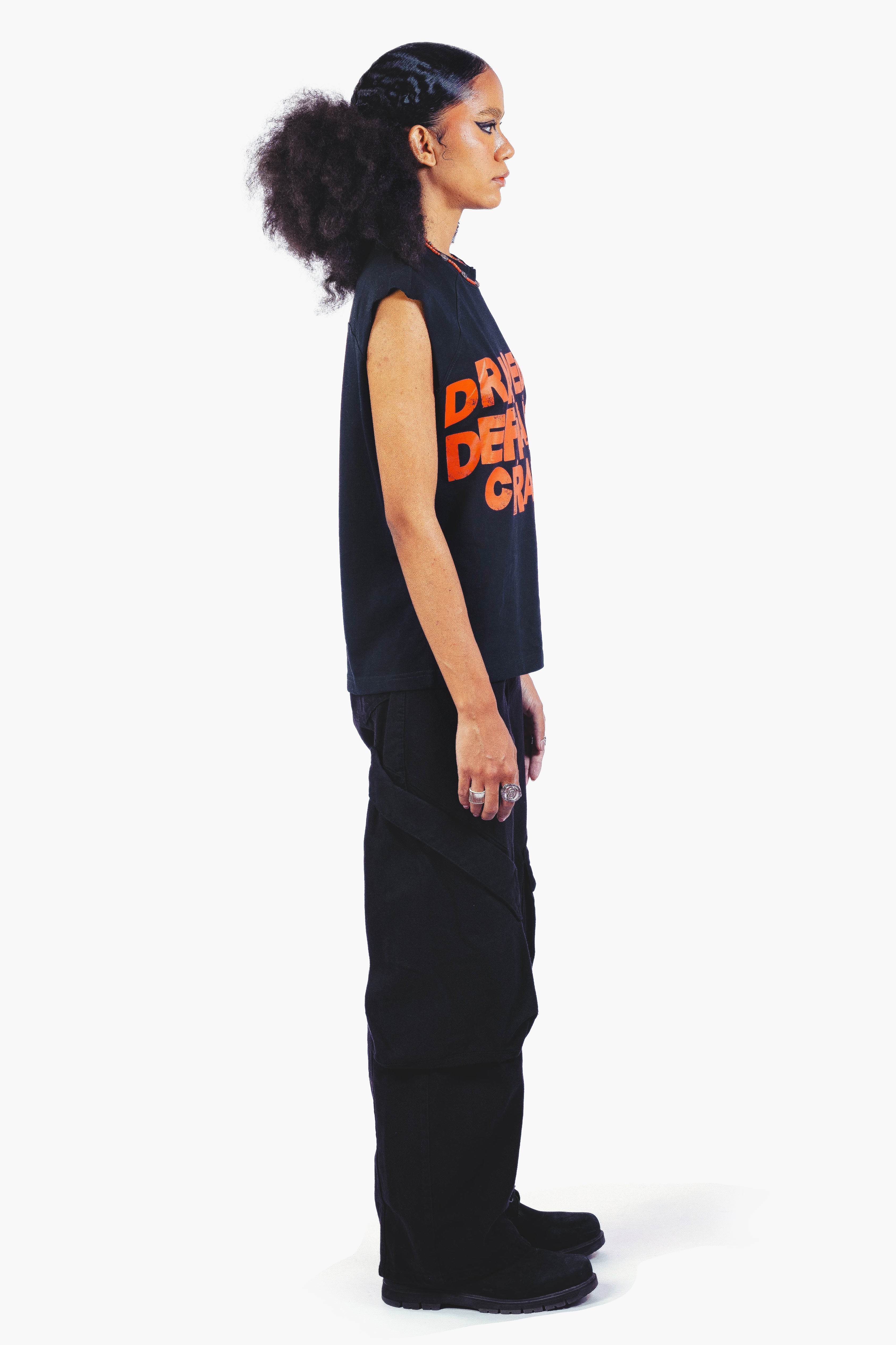 DRAPE SLEEVELESS TSHIRT BLACK UNISEX