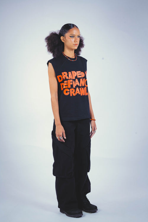 DRAPE SLEEVELESS TSHIRT BLACK UNISEX