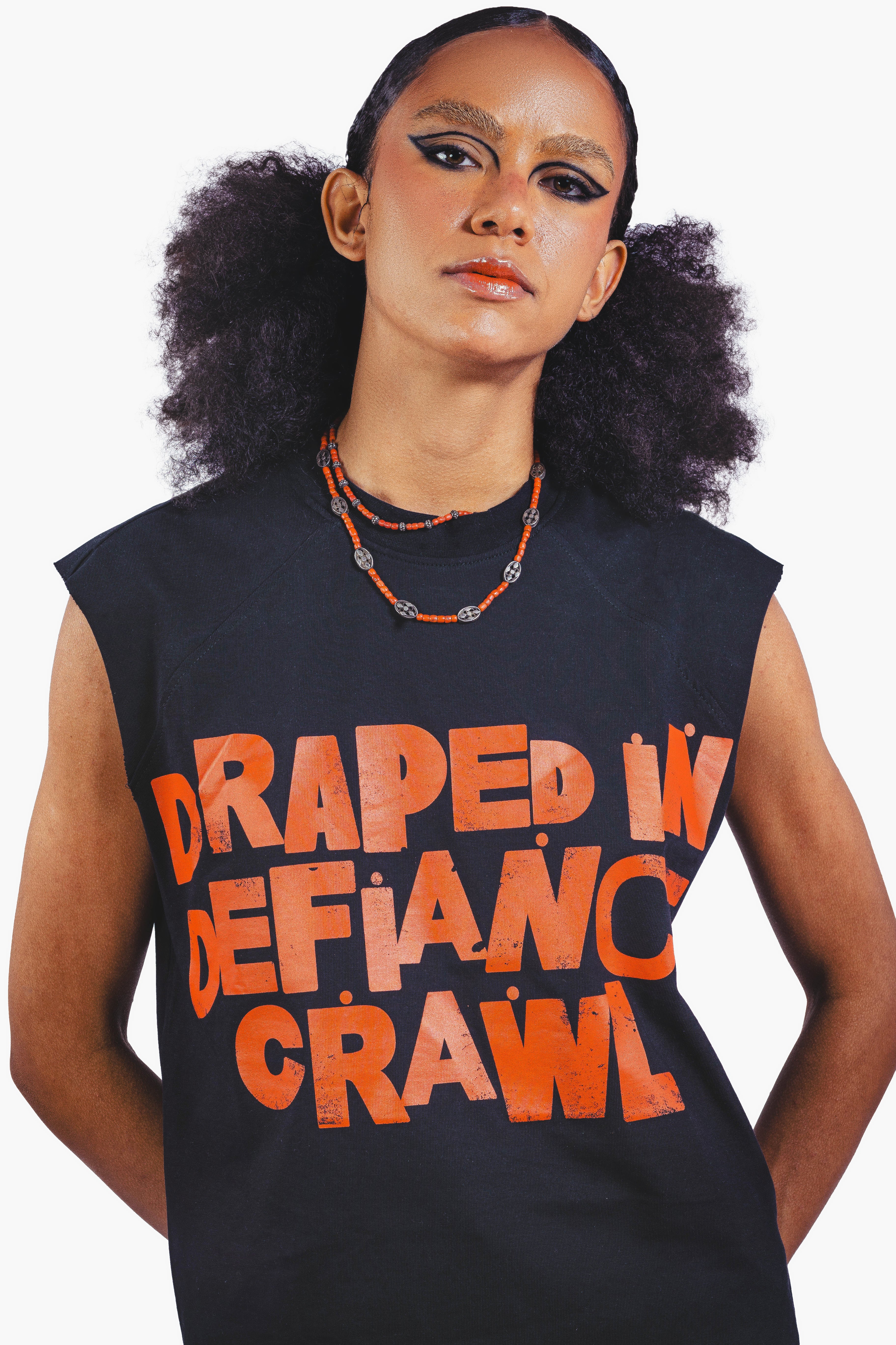 DRAPE SLEEVELESS TSHIRT BLACK UNISEX