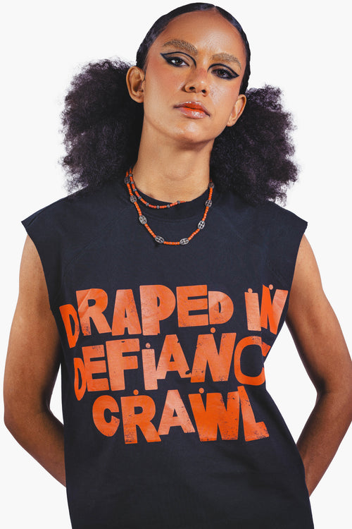 DRAPE SLEEVELESS TSHIRT BLACK UNISEX